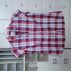 Used Ladies Roper capped sleeve shirt size 2X red, white, blue with pearl snaps